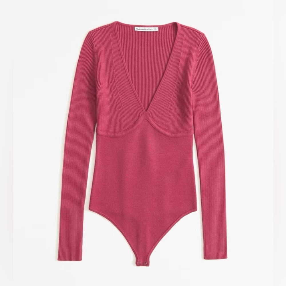 nwot Pink Abercrombie & Fitch V-Neck Bodysuit | XS | Knit Sweater Material